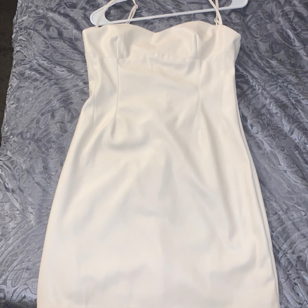 Cream leather dress